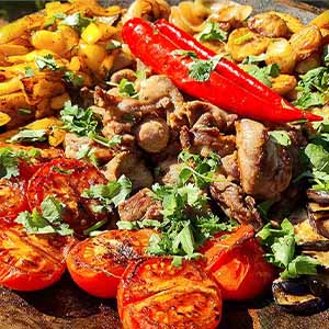 Садж с запеченными овощами