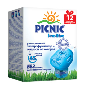 Picnic Sensitive Электрофумигатор + жидкость от комаров + пластины
