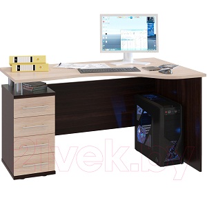 Письменный стол Сокол-Мебель КСТ-104.1 (левый, венге/беленый дуб)