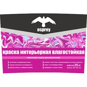 Краска интерьерная водно-дисперсионная OSPREY ВД-АК-201 влагостойкая