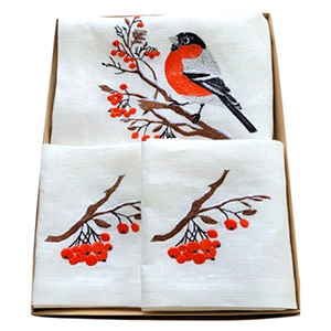 Комплект чайный “Снегирь на рябине”