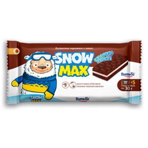 Бисквитное пирожное «Snow Max» с какао декорированное