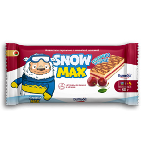 Бисквитное пирожное «Snow Max» с «вишнёвой» начинкой декорированное