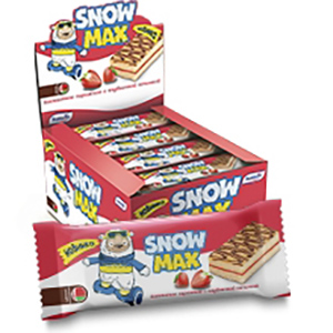 Пирожное «Snow Max» с «клубничной» начинкой декорированное