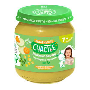 Пюре Маленькое счастье нежные овощи кукуруза-горошек