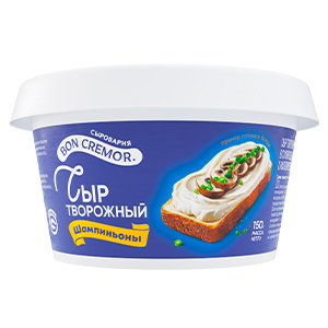 Сыр творожный с наполнителем «Шампиньоны» м.д.ж. в сухом веществе 60%