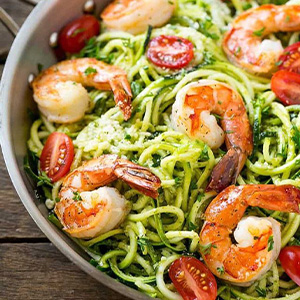 Паста с морепродуктами и соусом Песто