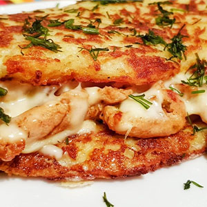 Драники с печёным куриным филе