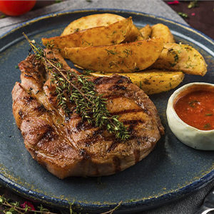 Свиная шея гриль с печенным картофелем