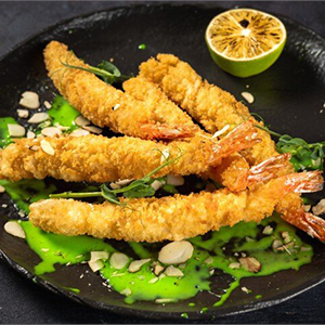 Креветки в темпуре с трюфельным васабико