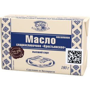 Масло сладкосливочное несолёное “Крестьянское” с м.ж.д. 72,5% фасованное