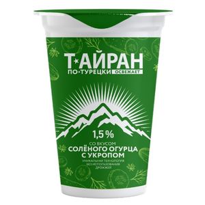 Напиток кисломолочный тайран по-турецки 1,5% со вкусом соленого огурца с укропом