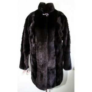 Пальто, модель 58-1, норка крашеная, цвет черный