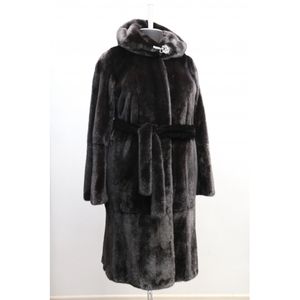 Пальто, модель 17-7, норка крашеная, цвет черный
