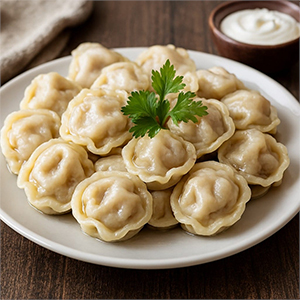 Пельмени отварные с говядиной и свининой