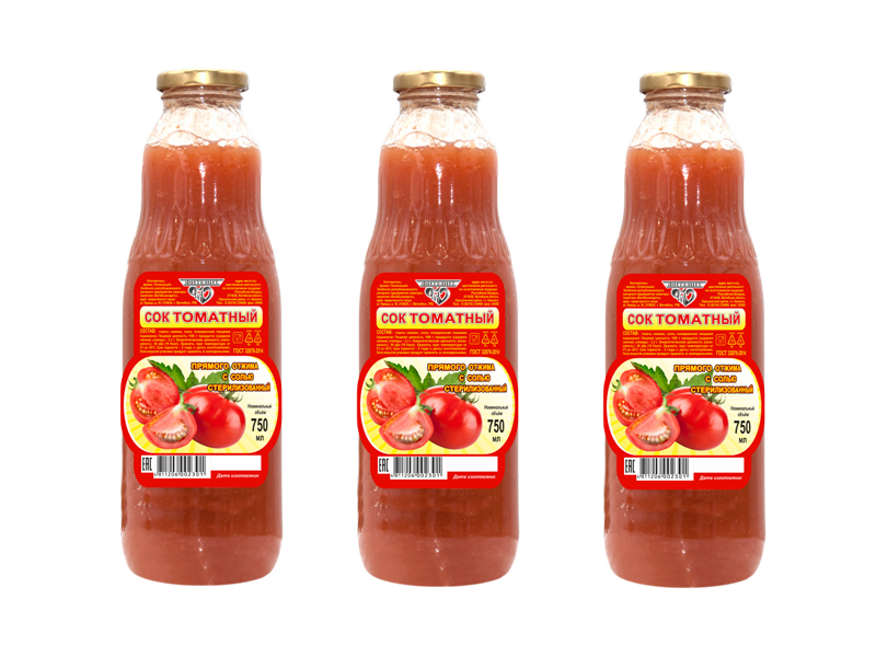 Сок томатный с солью (с/бутылка 0,75 л.)