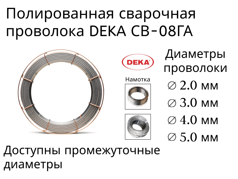 Полированная проволока сварочная DEKA СВ-08ГА